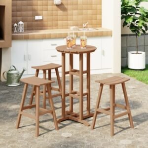 Westin Furniture Otto Outdoor Bar Table and 3 Bar Stools, Teak