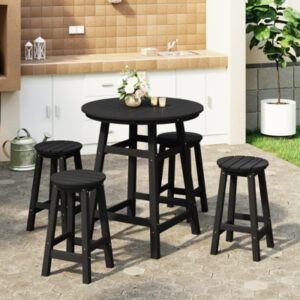 Westin Furniture Otto Outdoor Bar Table and 4 Bar Stools, Black