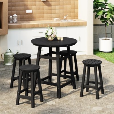 Westin Furniture Otto Outdoor Bar Table and 4 Bar Stools, Black