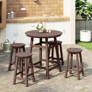 Westin Furniture Otto Outdoor Bar Table and 4 Bar Stools, Dark Brown