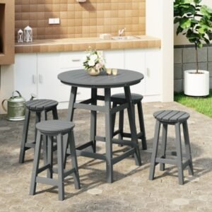 Westin Furniture Otto Outdoor Bar Table and 4 Bar Stools, Gray