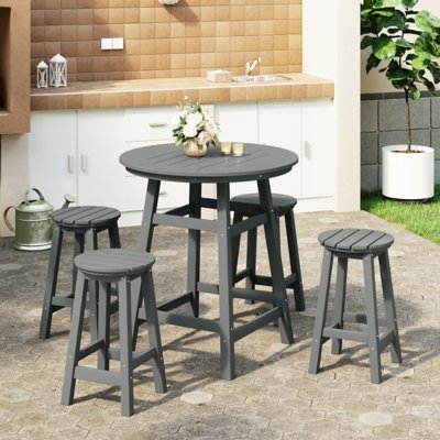 Westin Furniture Otto Outdoor Bar Table and 4 Bar Stools, Gray