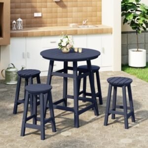 Westin Furniture Otto Outdoor Bar Table and 4 Bar Stools, Navy Blue