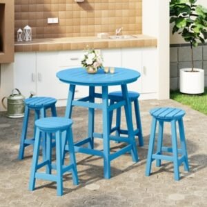 Westin Furniture Otto Outdoor Bar Table and 4 Bar Stools, Pacific Blue