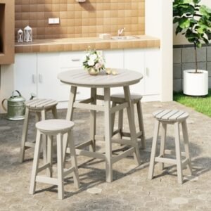 Westin Furniture Otto Outdoor Bar Table and 4 Bar Stools, Sand