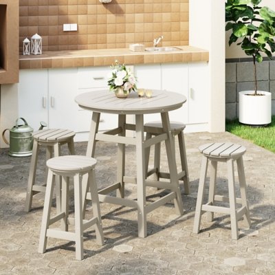 Westin Furniture Otto Outdoor Bar Table and 4 Bar Stools, Sand