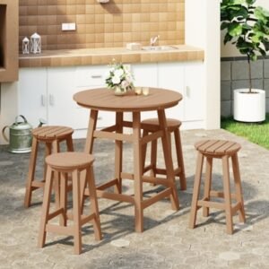 Westin Furniture Otto Outdoor Bar Table and 4 Bar Stools, Teak