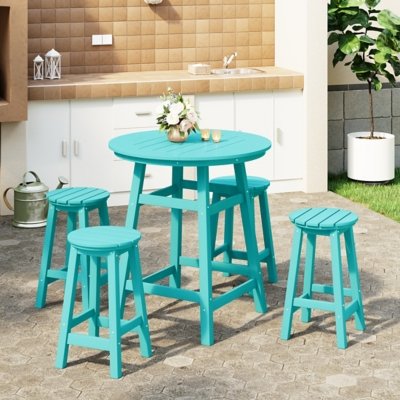 Westin Furniture Otto Outdoor Bar Table and 4 Bar Stools, Turquoise