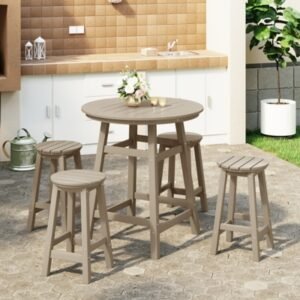 Westin Furniture Otto Outdoor Bar Table and 4 Bar Stools, Weathered Wood