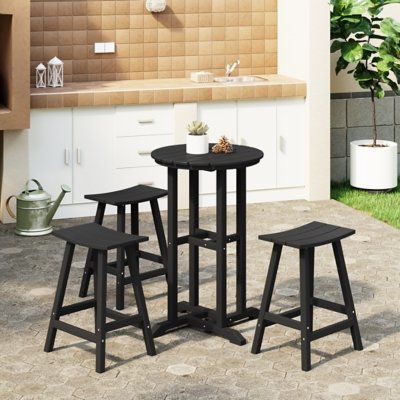 Westin Furniture Otto Outdoor Counter Height Bar Table and 3 Bar Stools, Black