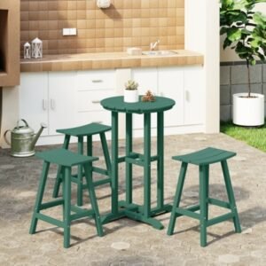 Westin Furniture Otto Outdoor Counter Height Bar Table and 3 Bar Stools, Dark Green