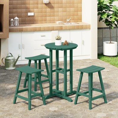 Westin Furniture Otto Outdoor Counter Height Bar Table and 3 Bar Stools, Dark Green