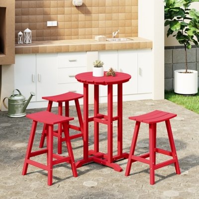 Westin Furniture Otto Outdoor Counter Height Bar Table and 3 Bar Stools, Red