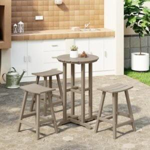 Westin Furniture Otto Outdoor Counter Height Bar Table and 3 Bar Stools, Weathered Wood