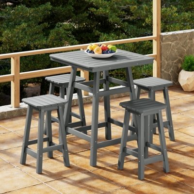 Westin Furniture Otto Outdoor Counter Height Bar Table and 4 Bar Stools, Gray