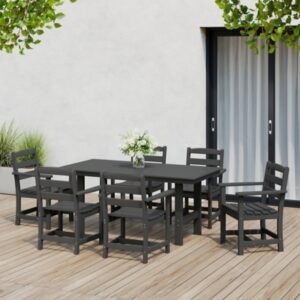 Westin Furniture Shoreside Outdoor Dining Table and 6 Arm Chairs, Gray