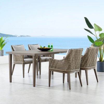 Armen Living Grenada Outdoor Dining Table and 4 Chairs, Gray