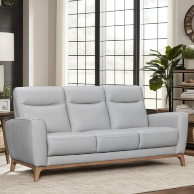 Armen Living Greyson Leather Sofa, Dove Gray