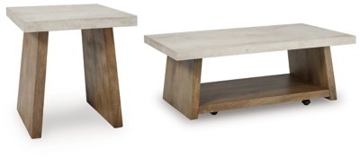 Brendalhouse Coffee Table with 1 End Table, Light Brown