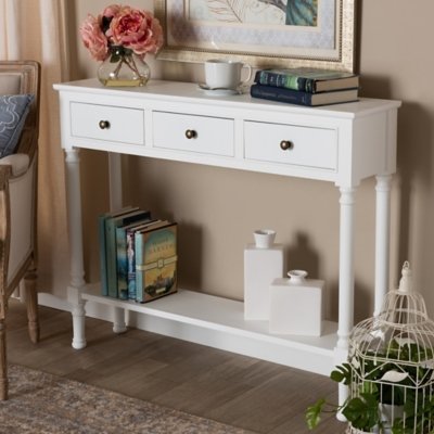 Calvin 3-Drawer Entryway Console Table, White