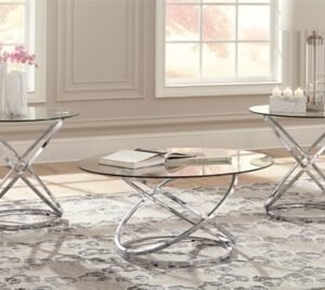 Hollynyx Table (Set of 3), Chrome Finish