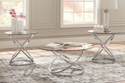 Hollynyx Table (Set of 3), Chrome Finish