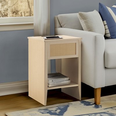 INK+IVY Lennox End Table with USB Charging, Natural