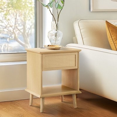INK+IVY Teagan End Table with USB Charging, Natural