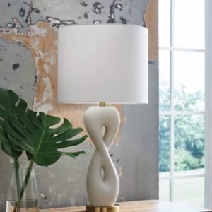 Judrich Table Lamp, White/Gold Finish