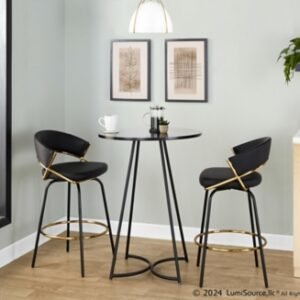 LumiSource Cece Counter Height Dining Table, Black