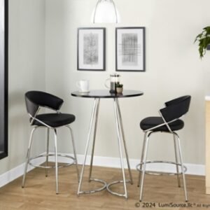 LumiSource Cece Counter Height Dining Table, Black/Chrome