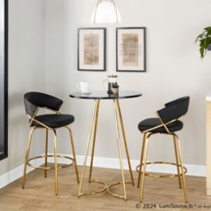 LumiSource Cece Counter Height Dining Table, Black/Gold