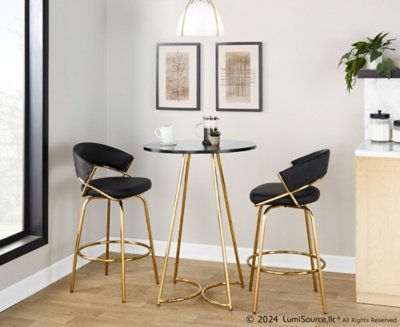 LumiSource Cece Counter Height Dining Table, Black/Gold