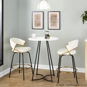 LumiSource Cece Counter Height Dining Table, White