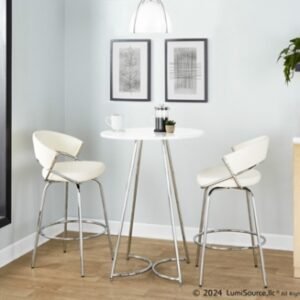 LumiSource Cece Counter Height Dining Table, White/Chrome