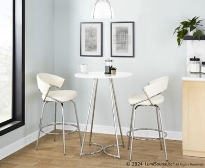 LumiSource Cece Counter Height Dining Table, White/Chrome