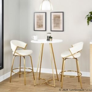 LumiSource Cece Counter Height Dining Table, White/Gold