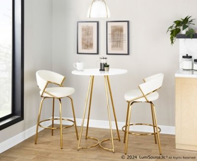 LumiSource Cece Counter Height Dining Table, White/Gold
