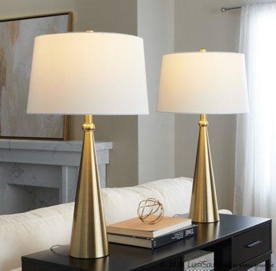 LumiSource Cone Table Lamp (Set of 2), Gold