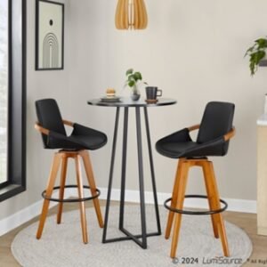 LumiSource Cosmo Counter Height Bar Table, Black/Brown