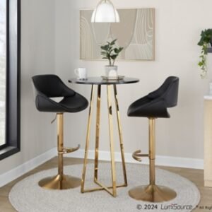 LumiSource Cosmo Counter Height Bar Table, Black/Gold