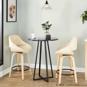 LumiSource Cosmo Counter Height Round Bar Table, Black