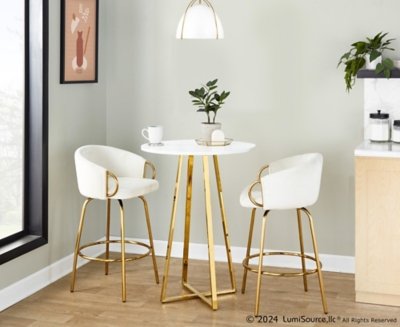 LumiSource Cosmo Counter Height Round Bar Table, White/Gold
