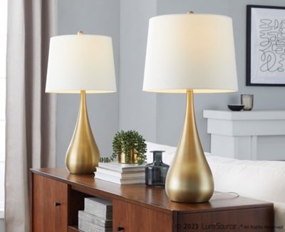 LumiSource Pebble Table Lamp (Set of 2), Gold