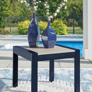 Mabry Shores Outdoor End Table, Navy Blue/Driftwood