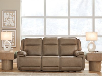 Malcesine Dual Power Leather Reclining Sofa Leather, Sahara