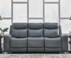 Mindanao Dual Power Leather Reclining Sofa Leather, Steel