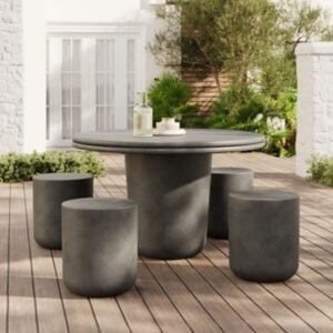Modway Brion Outdoor Dining Table and 4 Stools, Gray