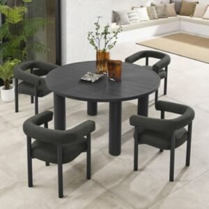 Modway Nautica Outdoor Dining Table and 4 Chairs, Charcoal/Graphite