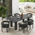 Modway Nautica Outdoor Dining Table and 6 Chairs, Charcoal/Graphite